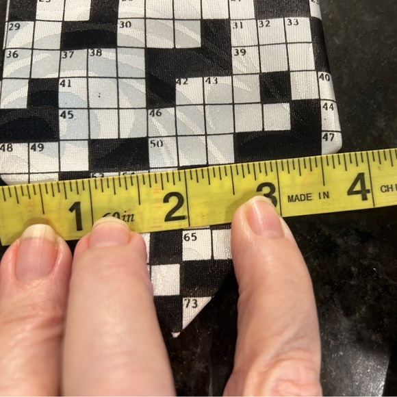 STEVEN HARRIS Crossword Puzzle Neck Tie 59.5”L x 3.75”W Black & White - Picture 5 of 7